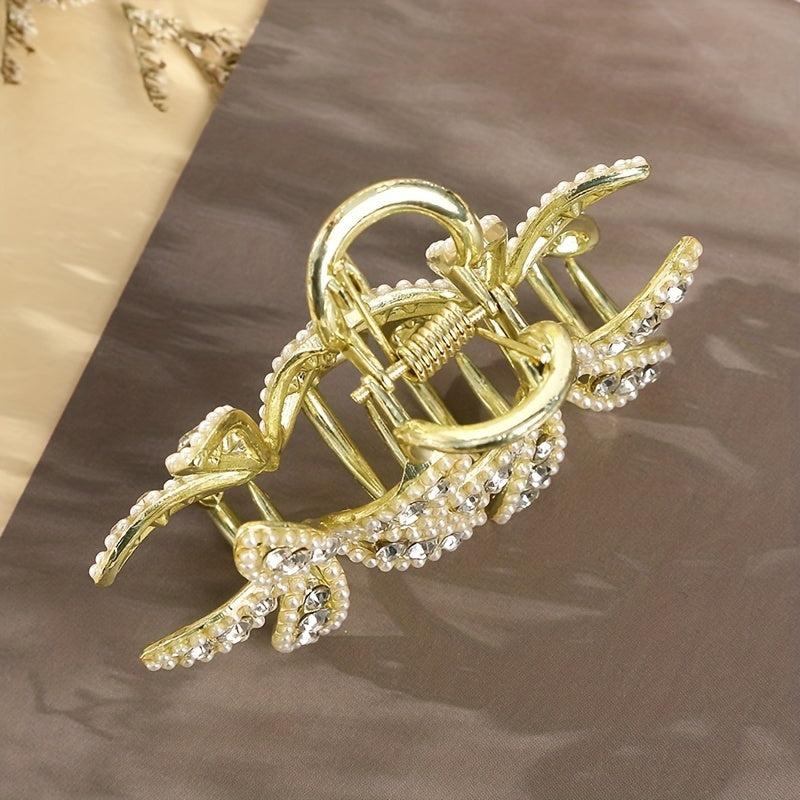 Faux Pearl Rhinestone Hair Claw Jewelry Hair Accessory For Women