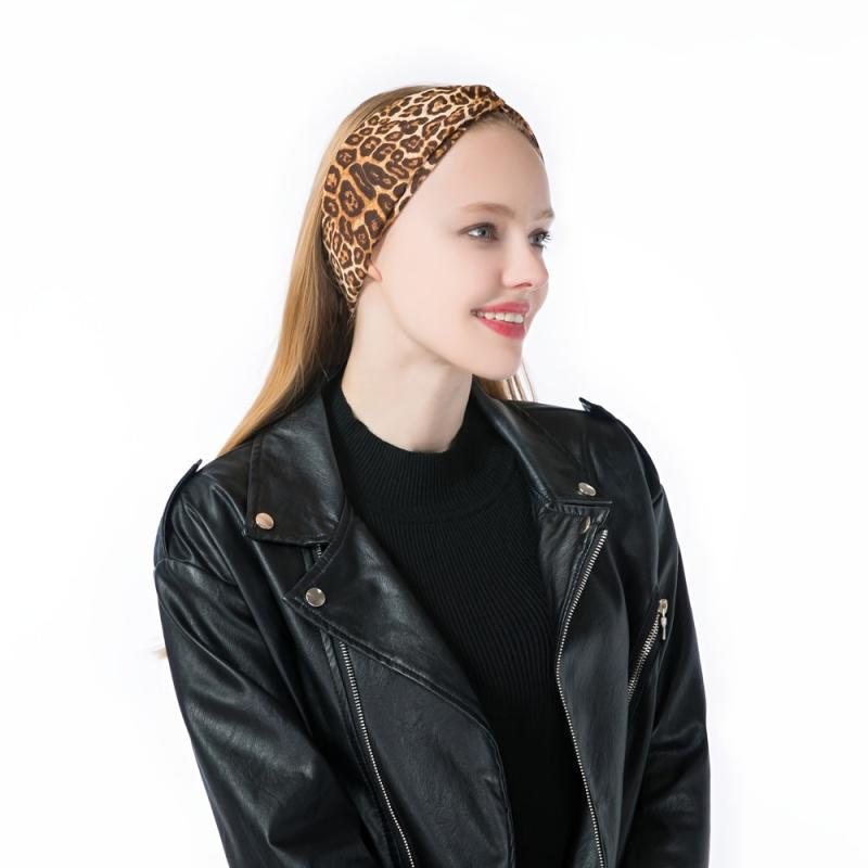 Leopard Print Knot Boho Headbands For Women Wide Sweatbands Hair Accessories