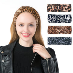 Leopard Print Knot Boho Headbands For Women Wide Sweatbands Hair Accessories