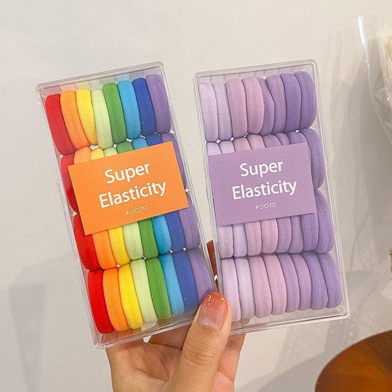 32pcs Minimalist Solid Hair Tie Elastic Polyester Hair Rope Bohemia Style