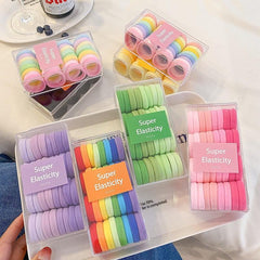 32pcs Minimalist Solid Hair Tie Elastic Polyester Hair Rope Bohemia Style