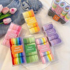 32pcs Minimalist Solid Hair Tie Elastic Polyester Hair Rope Bohemia Style