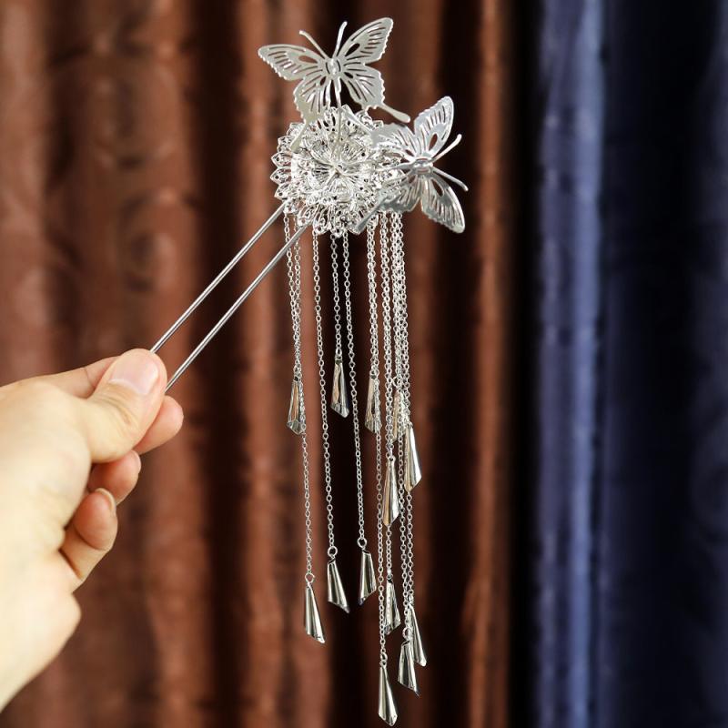 Vintage Flower Faux Pearl Tassel Hairpin Chignon Vintage Hair Accessories
