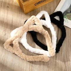 Plush Cat Ears Headband Winter Hair Hoop Makeup Bandana Hair Accessories