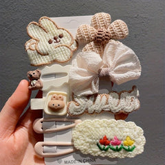 9pcs Plush Cartoon Hair Clip Set for Girls Children
