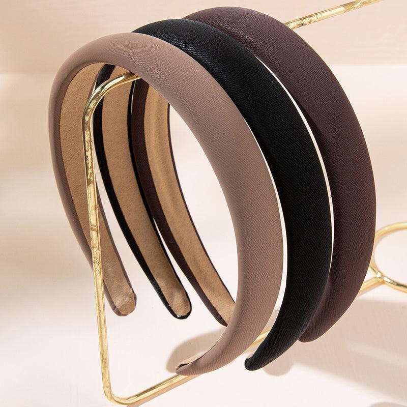3pcs Women Solid Leather Party Headband Hair Loop Clasp Glitter Hairbands
