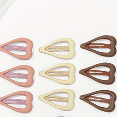 10pcs Heart Hair Pin Solid Snap Clip Non Slip Hair Accessory