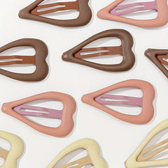 10pcs Heart Hair Pin Solid Snap Clip Non Slip Hair Accessory