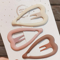 10pcs Heart Hair Pin Solid Snap Clip Non Slip Hair Accessory