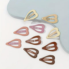 10pcs Heart Hair Pin Solid Snap Clip Non Slip Hair Accessory