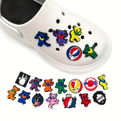 19pcs Cartoon Shoe Charm PVC Soft Rubber Shoe Buckle Clogs DIY Accessories