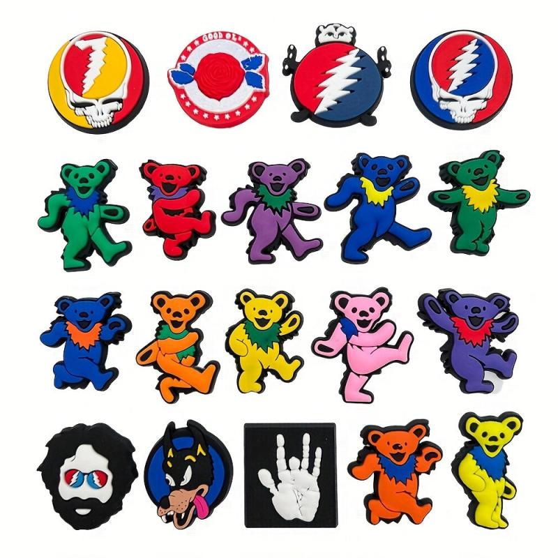 19pcs Cartoon Shoe Charm PVC Soft Rubber Shoe Buckle Clogs DIY Accessories