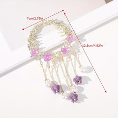Tassel & Flower Hair Claw Rhinestone Hair Clip