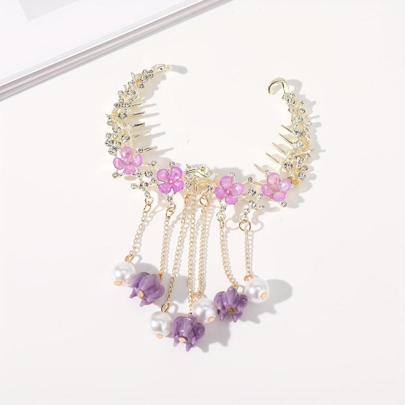 Tassel & Flower Hair Claw Rhinestone Hair Clip