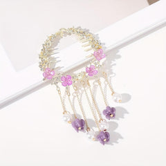 Tassel & Flower Hair Claw Rhinestone Hair Clip