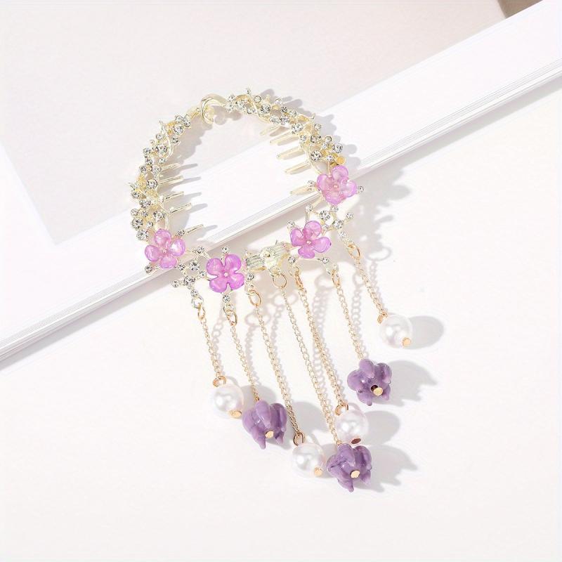 Tassel & Flower Hair Claw Rhinestone Hair Clip