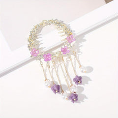 Tassel & Flower Hair Claw Rhinestone Hair Clip