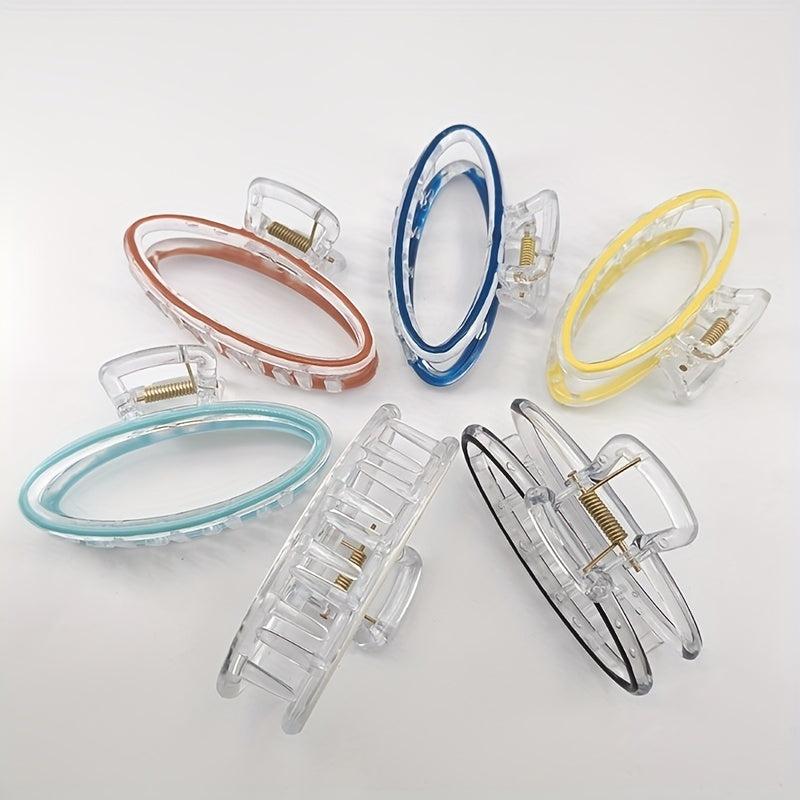 Transparent Oval Hair Claw Enamel Plastic Hair Accessories