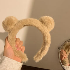 Khaki Bear Ears Headband Animal Ears Headband Plush Hoop Hair Accessories