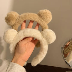 Khaki Bear Ears Headband Animal Ears Headband Plush Hoop Hair Accessories