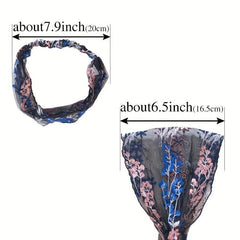Lace Flower Patterned Headband Bohemian Style Lace Elastic Hair Band