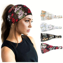 Lace Flower Patterned Headband Bohemian Style Lace Elastic Hair Band