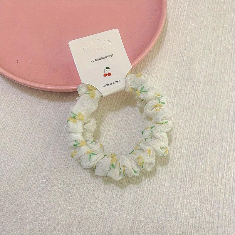2pcs Yarn Floral Hair Tie Elastic Hair Rope Ponytail Rubber Band for Girls Women