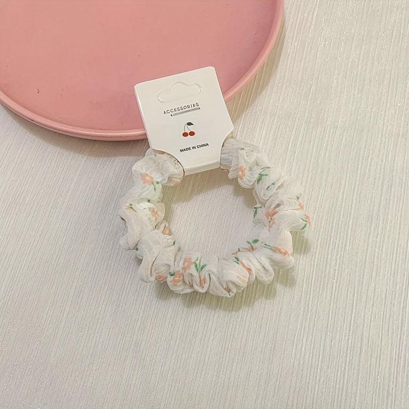 2pcs Yarn Floral Hair Tie Elastic Hair Rope Ponytail Rubber Band for Girls Women