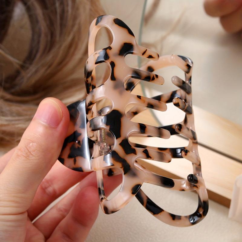 Acetate Large Hair Claw Tortoise Print Ponytail Holder