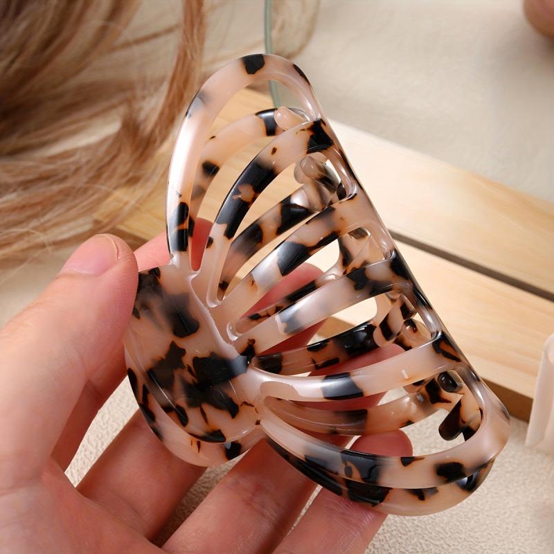 Acetate Large Hair Claw Tortoise Print Ponytail Holder