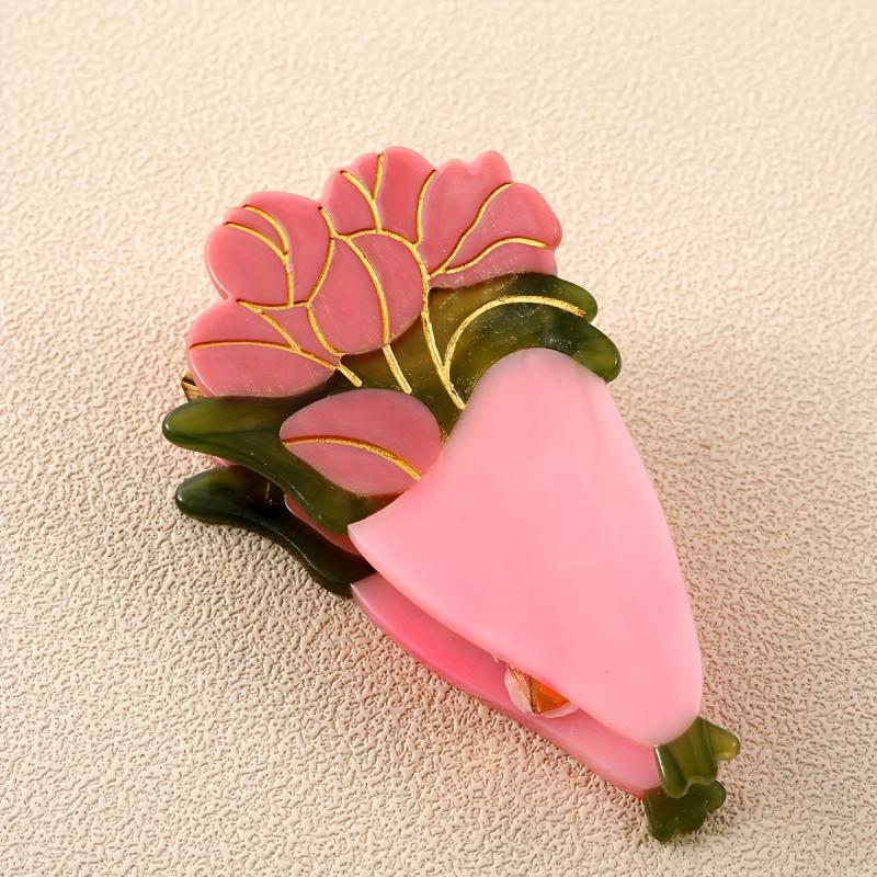 Sweet Flower Shark Clip Acetate Hair Claw for Women Girls