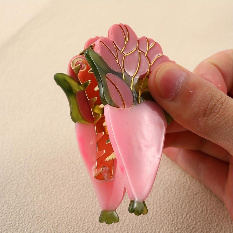 Sweet Flower Shark Clip Acetate Hair Claw for Women Girls