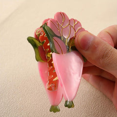 Sweet Flower Shark Clip Acetate Hair Claw for Women Girls