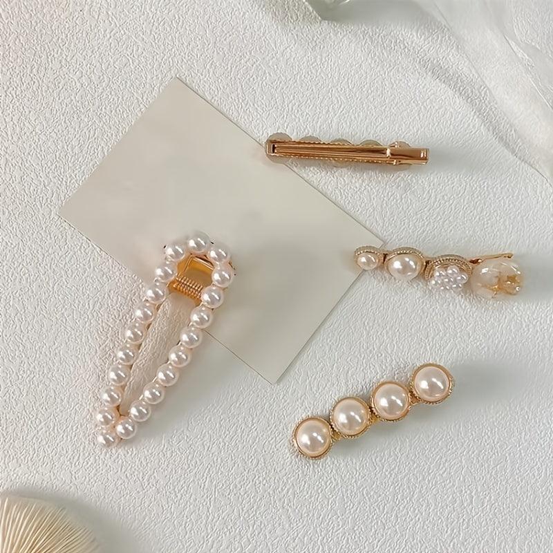 Faux Pearl Hair Clips 6pcs Set for Women and Girls