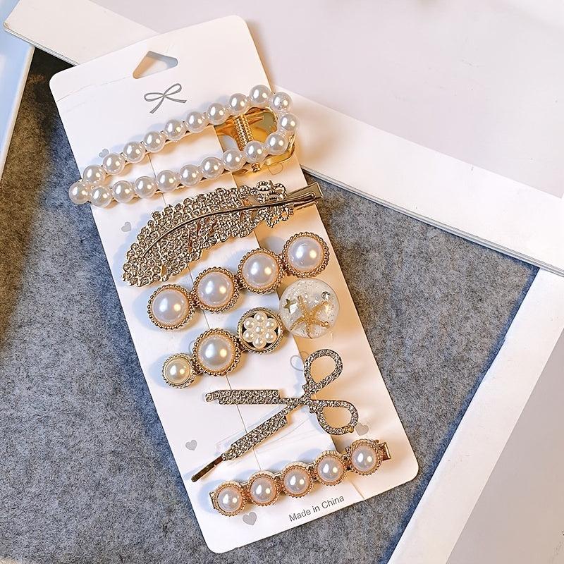 Faux Pearl Hair Clips 6pcs Set for Women and Girls