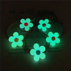 5 Pcs Fluorescent Flower Head Rope Luminous Hair Tie Hair Ring for Girls Women