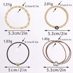 20 Pcs Bohemian Heart Shaped Hair Ties Elastic Twist Braided Accessories