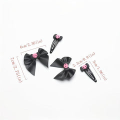 Y2K Pink Skull Bow Hair Clip Set for Women Girls
