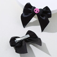 Y2K Pink Skull Bow Hair Clip Set for Women Girls