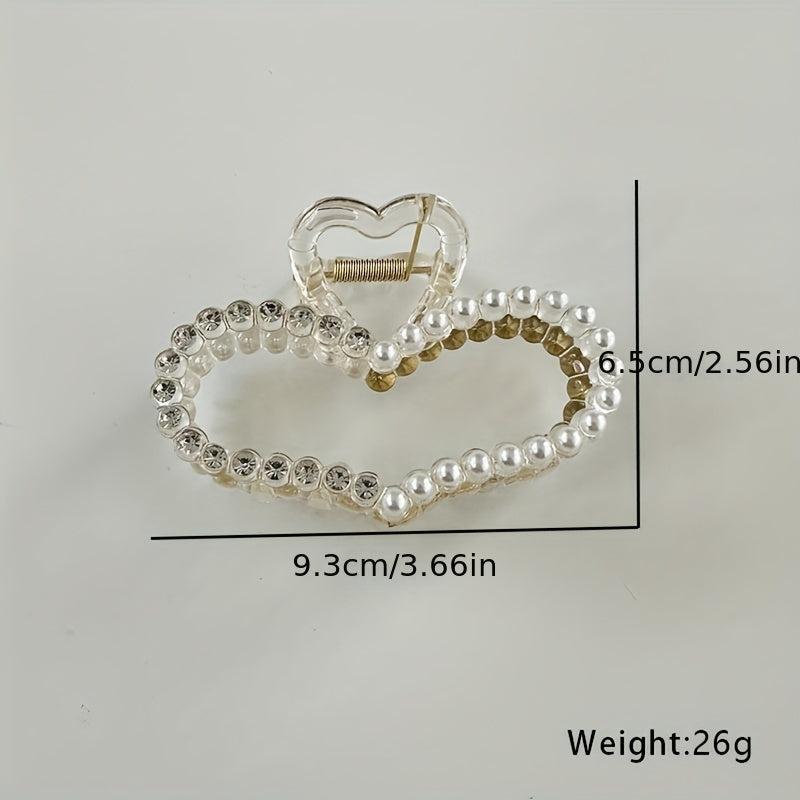 Pearl & Rhinestone Hair Claw Ponytail Holder Accessory
