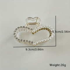 Pearl & Rhinestone Hair Claw Ponytail Holder Accessory