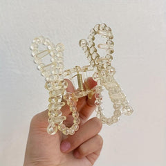 Pearl & Rhinestone Hair Claw Ponytail Holder Accessory