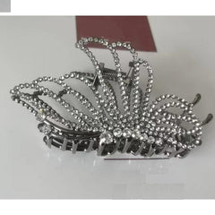 Large Butterfly Hair Clips Non-Slip Golden Rhinestone Pearl Jaw Clips