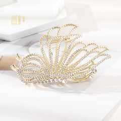 Large Butterfly Hair Clips Non-Slip Golden Rhinestone Pearl Jaw Clips