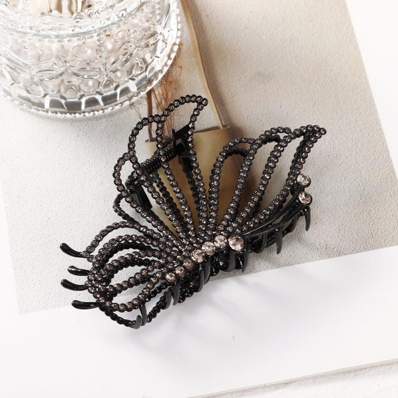 Large Butterfly Hair Clips Non-Slip Golden Rhinestone Pearl Jaw Clips