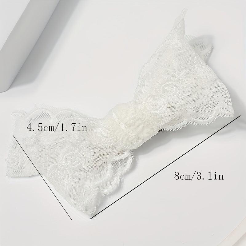 2pcs Lace Bow Hair Clip Women's Summer Side Clip Pair Clips