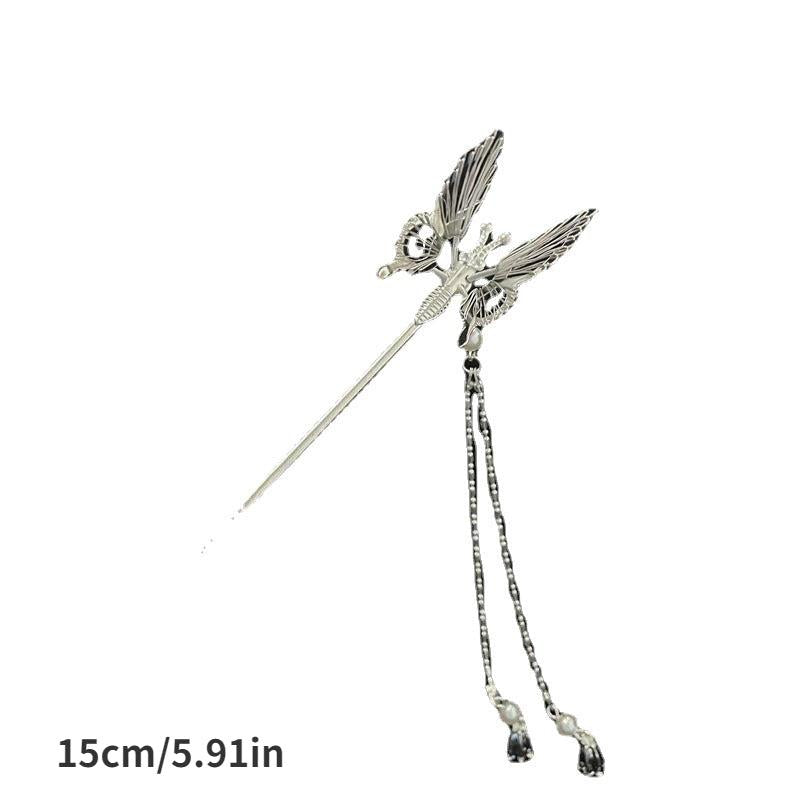 Alloy Butterfly Hairpin with Faux Pearl Pendant