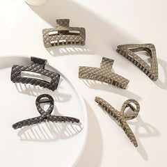 Plaid Imprinted Hair Claw Ponytail Holder Shark Claw