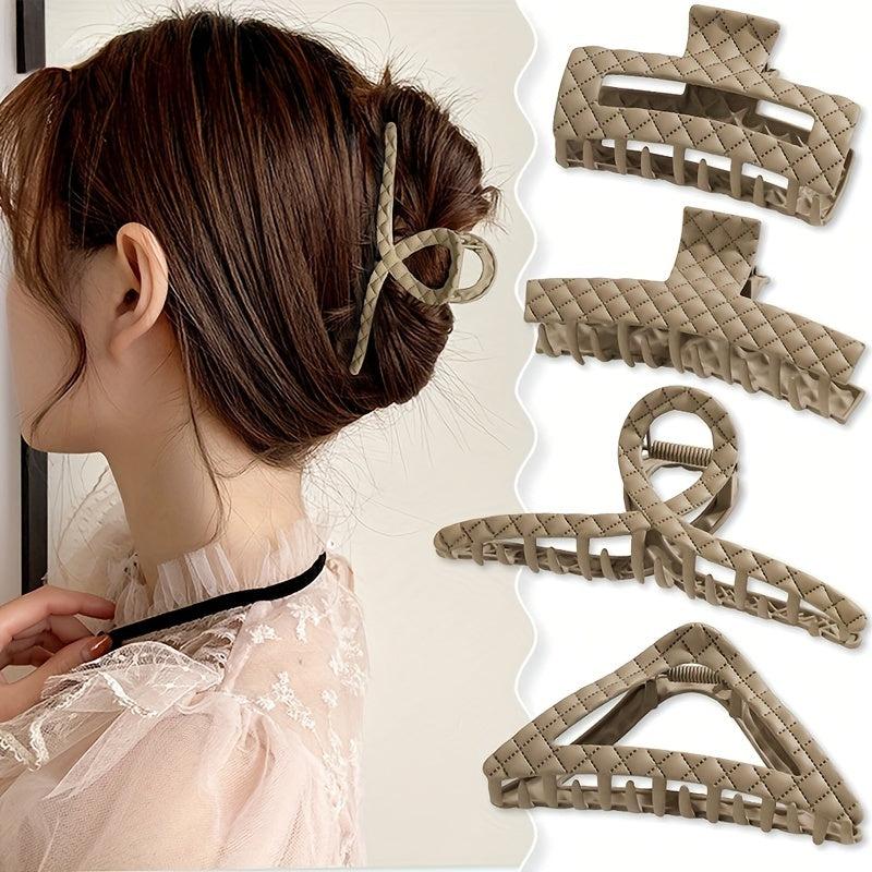 Plaid Imprinted Hair Claw Ponytail Holder Shark Claw