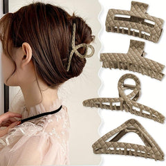 Plaid Imprinted Hair Claw Ponytail Holder Shark Claw